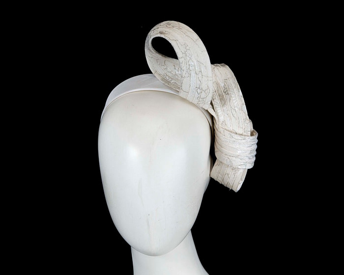 Curled white & silver fascinator by Max Alexander - Hats From OZ