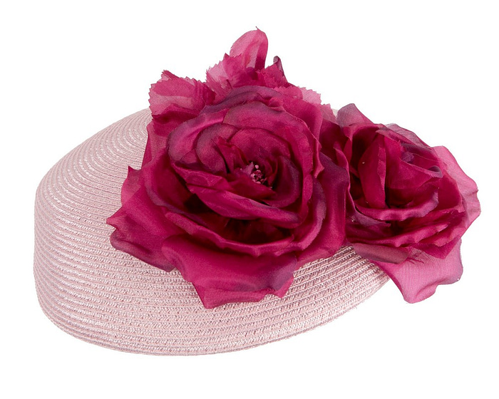 Modern pink beret hat with fuchsia flowers by Max Alexander - Hats From OZ