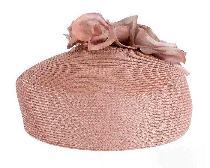 Modern taupe beret hat with flowers by Max Alexander - Hats From OZ