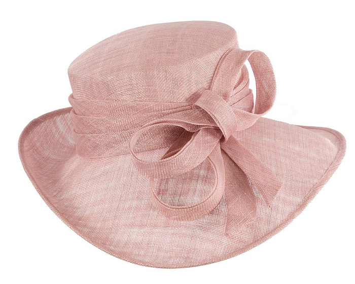 Wide brim dusty pink ladies fashion sinamay hat - Hats From OZ