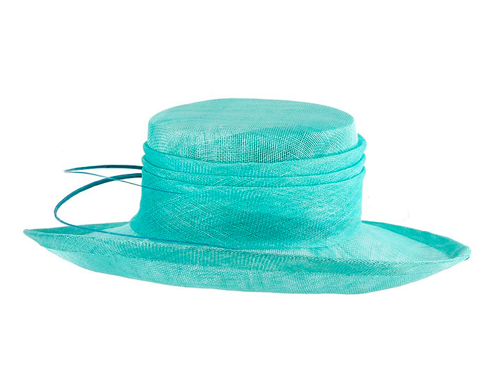 Wide brim aqua ladies fashion sinamay hat - Hats From OZ