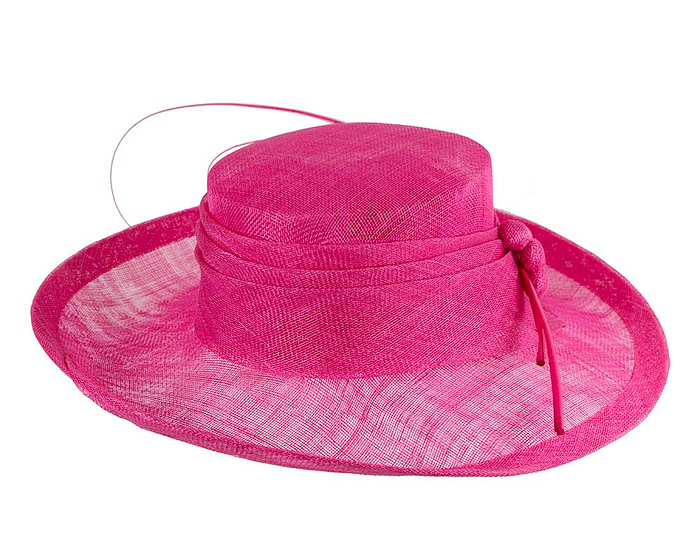Wide brim fuchsia ladies fashion sinamay hat - Hats From OZ