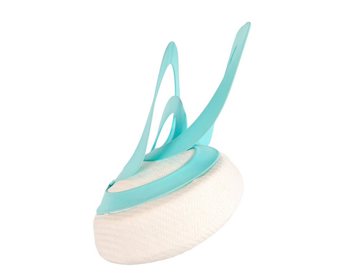 Bespoke white & aqua fascinator by Fillies Collection - Hats From OZ