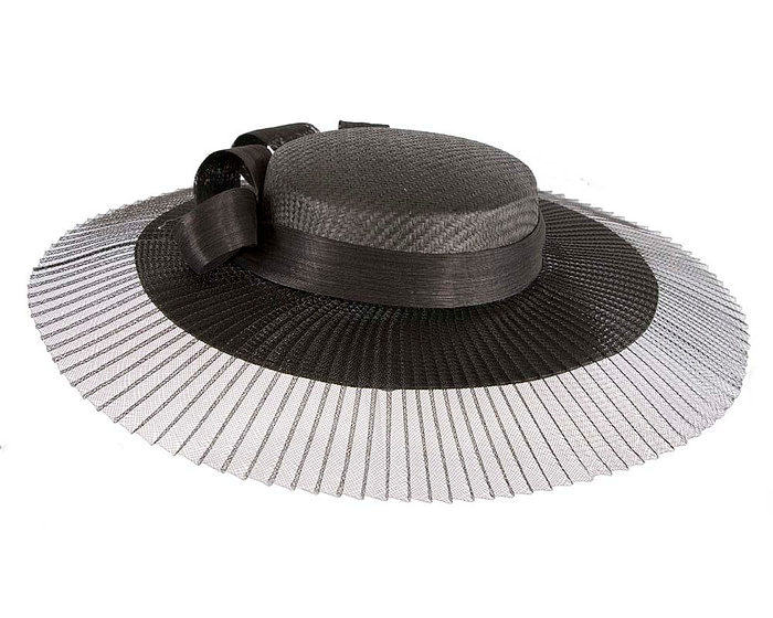 Large black boater hat by Fillies Collection - Hats From OZ