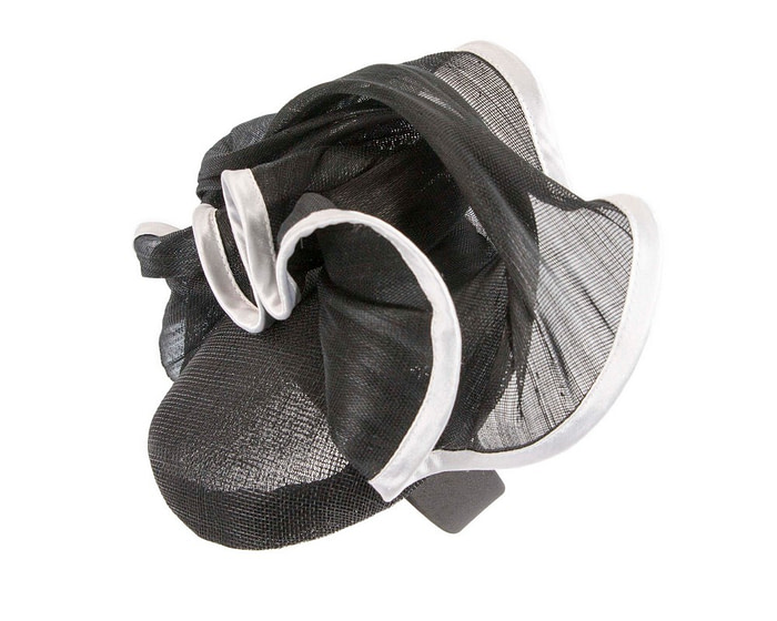 Black & white pillbox with wave by Fillies Collection - Hats From OZ