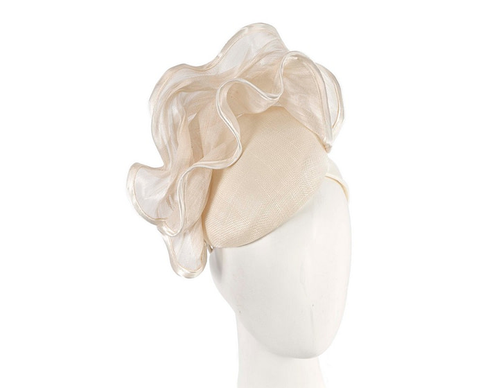 Cream pillbox with wave by Fillies Collection - Hats From OZ