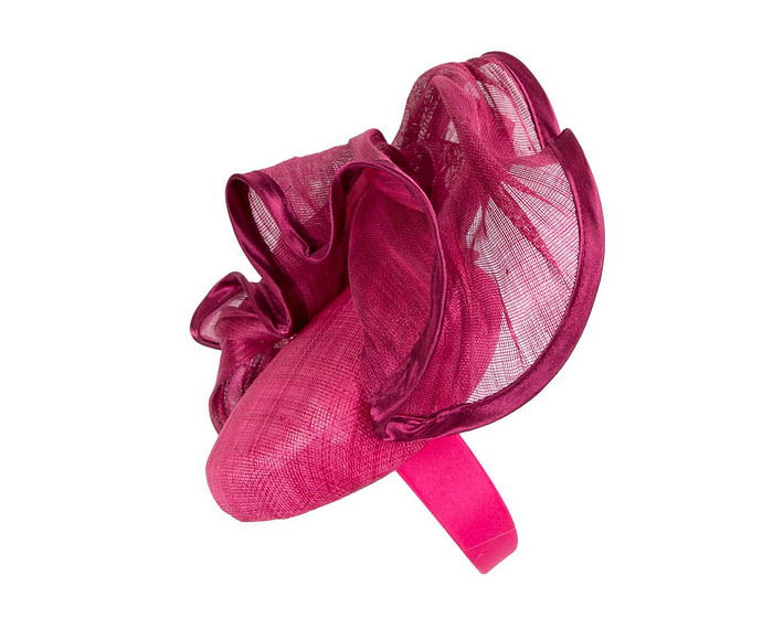 Fuchsia pillbox with wave by Fillies Collection - Hats From OZ