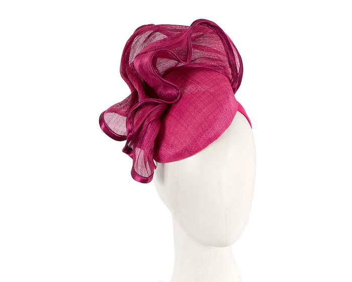 Fuchsia pillbox with wave by Fillies Collection - Hats From OZ