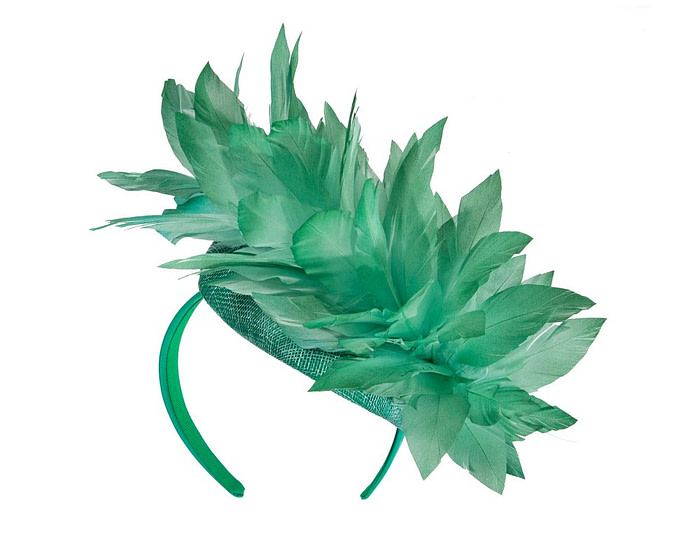 Green feather spring facing fascinator - Hats From OZ