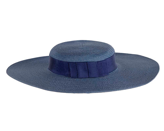 Wide brim blue boater hat - Hats From OZ