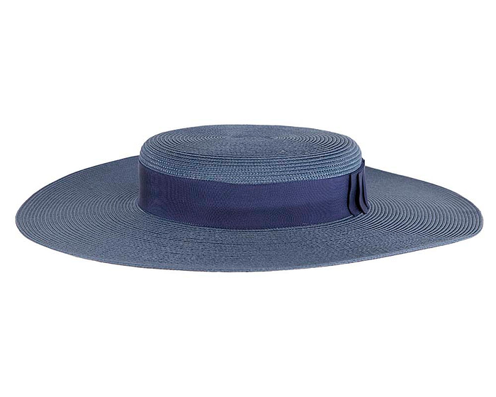 Wide brim blue boater hat - Hats From OZ