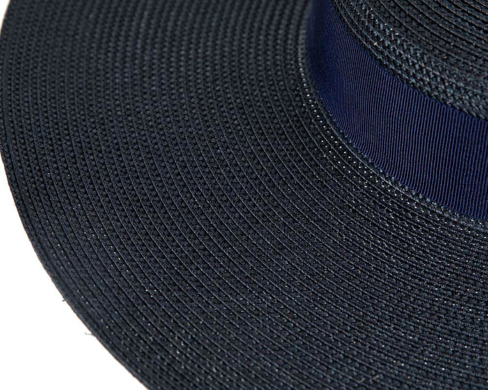 Wide brim navy boater hat - Hats From OZ
