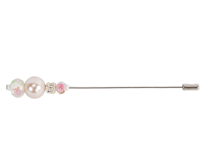 Glass rose and pearls head hat pin - Hats From OZ
