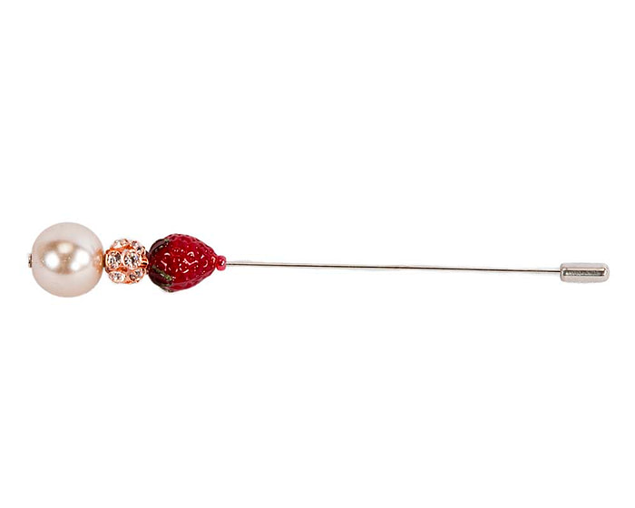 Glass strawberry and pearls head hat pin - Hats From OZ