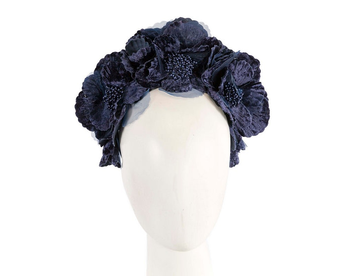 Navy flower halo fascinator - Hats From OZ