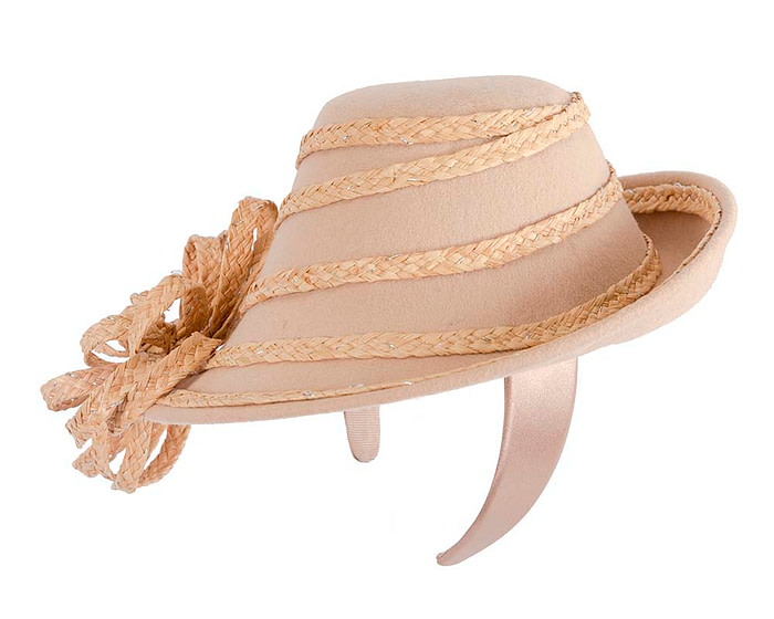 Exclusive beige winter fascinator by Cupids Millinery - Hats From OZ