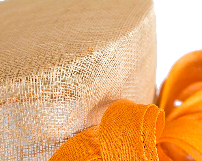 Elegant sinamay nude & orange hat - Hats From OZ