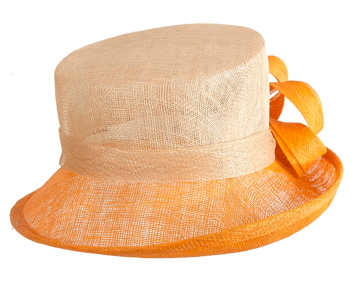 Elegant sinamay nude & orange hat - Hats From OZ