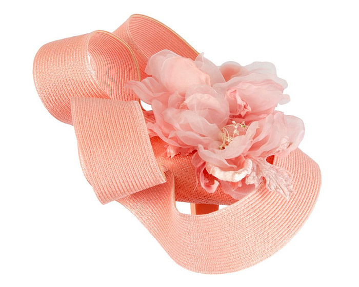 Large coral fascinator with flower by Fillies Collection - Hats From OZ