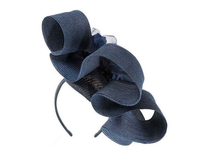 Large navy fascinator with flower by Fillies Collection - Hats From OZ
