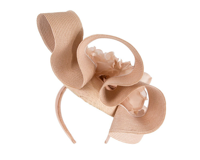Large nude fascinator with flower by Fillies Collection - Hats From OZ