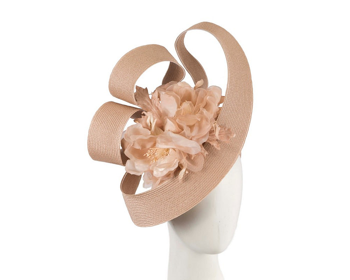 Large nude fascinator with flower by Fillies Collection - Hats From OZ