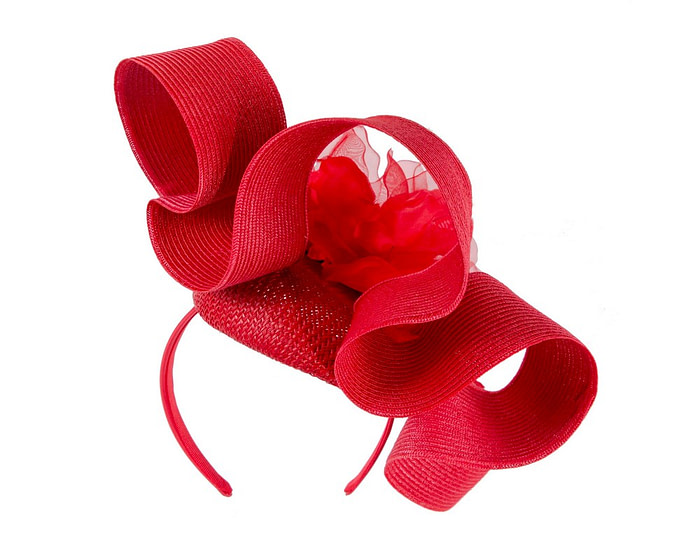 Large red fascinator with flower by Fillies Collection - Hats From OZ