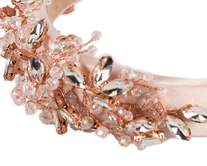 Rose Gold crystals fascinator headband by Cupids Millinery - Hats From OZ