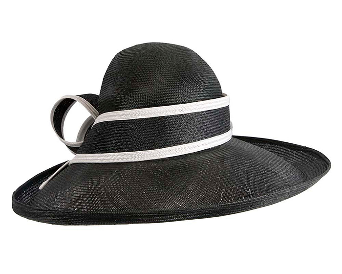 Wide brim black & white racing hat - Hats From OZ