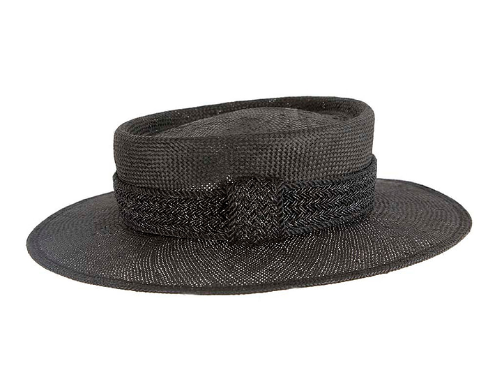 Short brim black boater hat - Hats From OZ