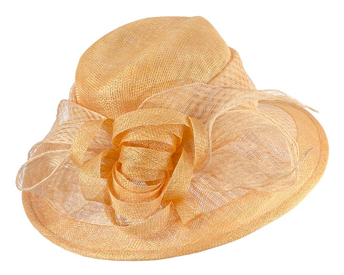Gold sinamay hat by Cupids Millinery - Hats From OZ
