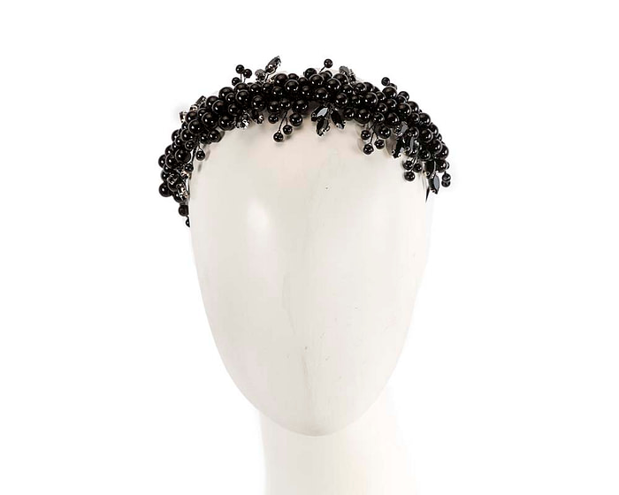 Black pearl & crystals fascinator headband by Cupids Millinery - Hats From OZ