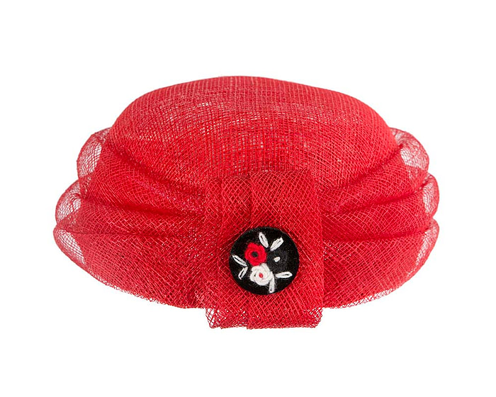 Large red sinamay beret hat - Hats From OZ