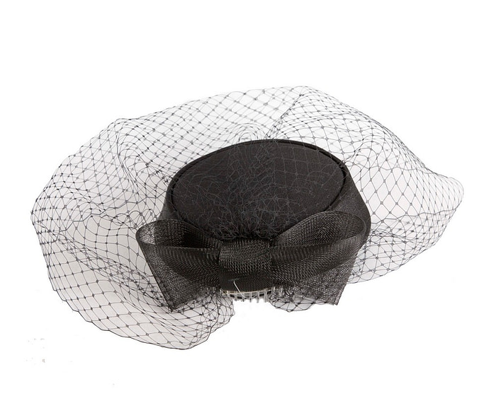 Custom made black pillbox hat with veil - Hats From OZ