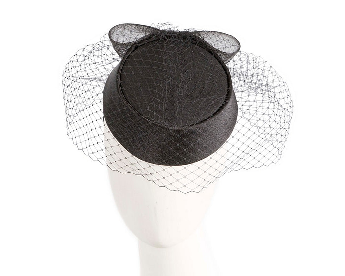 Custom made black pillbox hat with veil - Hats From OZ