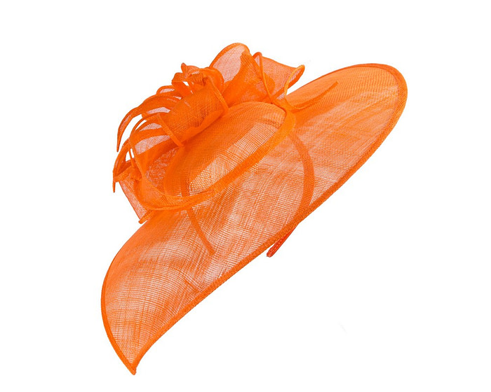 Orange sinamay fascinator hat by Max Alexander - Hats From OZ