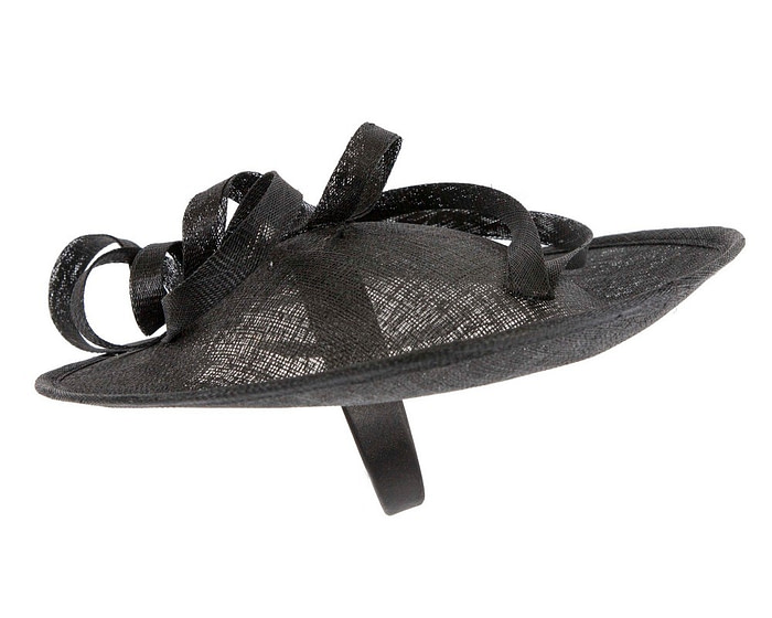 Large black sinamay plate fascinator - Hats From OZ