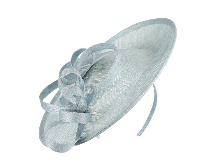 Large light blue sinamay plate fascinator - Hats From OZ