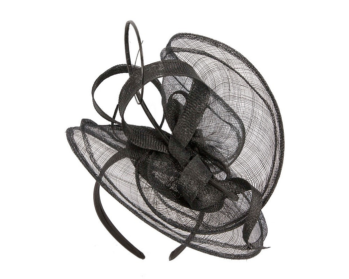 Large black sinamay fascinator by Max Alexander - Hats From OZ