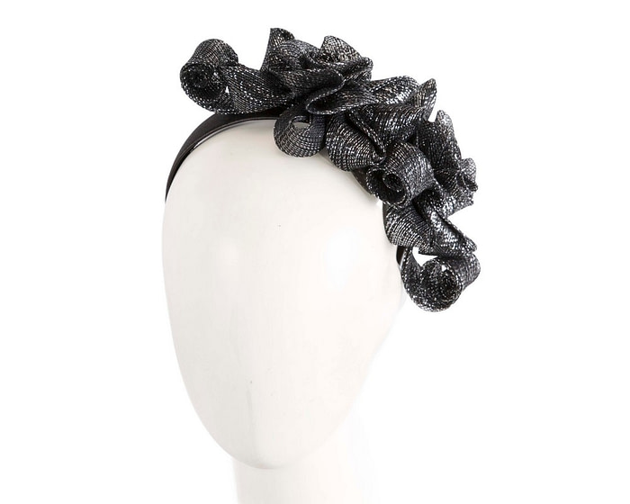 Black & silver curly sinamay fascinator by Max Alexander - Hats From OZ