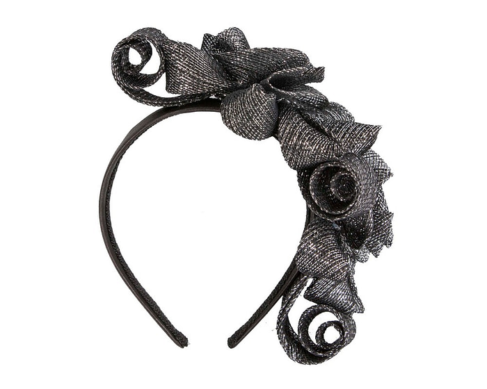 Black & silver curly sinamay fascinator by Max Alexander - Hats From OZ