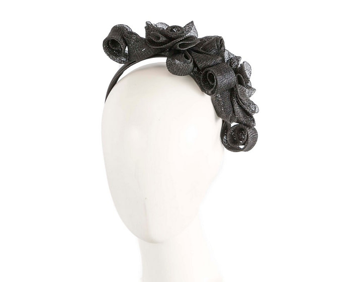 Black curly sinamay fascinator by Max Alexander - Hats From OZ