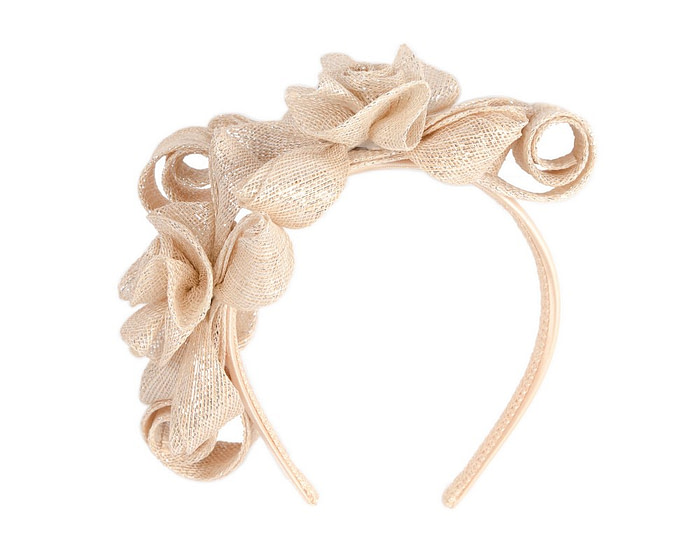Champagne curly sinamay fascinator by Max Alexander - Hats From OZ