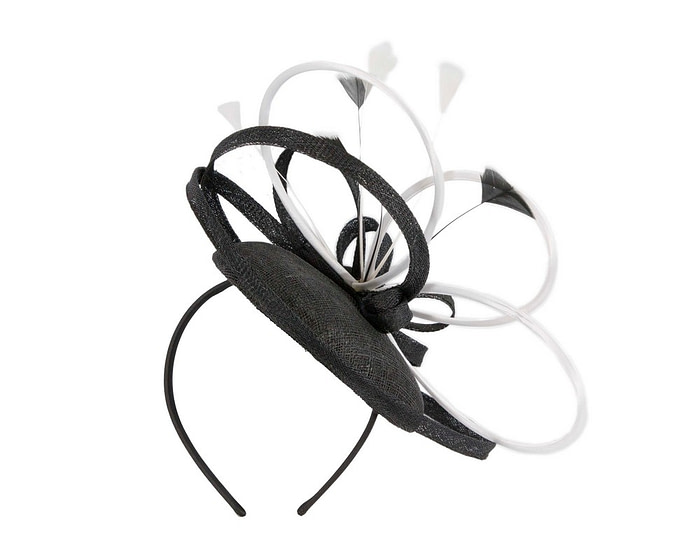 Black & white fascinator with feathers by Max Alexander - Hats From OZ