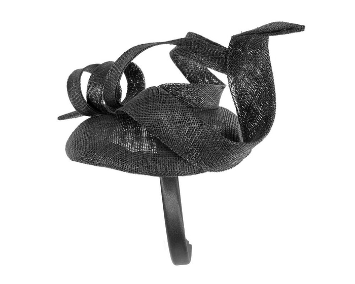 Sculptured black sinamay fascinator by Max Alexander - Hats From OZ