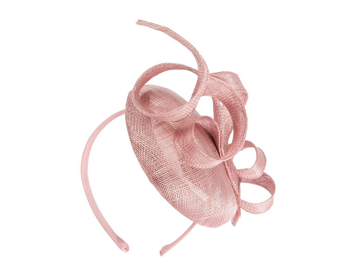 Sculptured dusty pink sinamay fascinator by Max Alexander - Hats From OZ