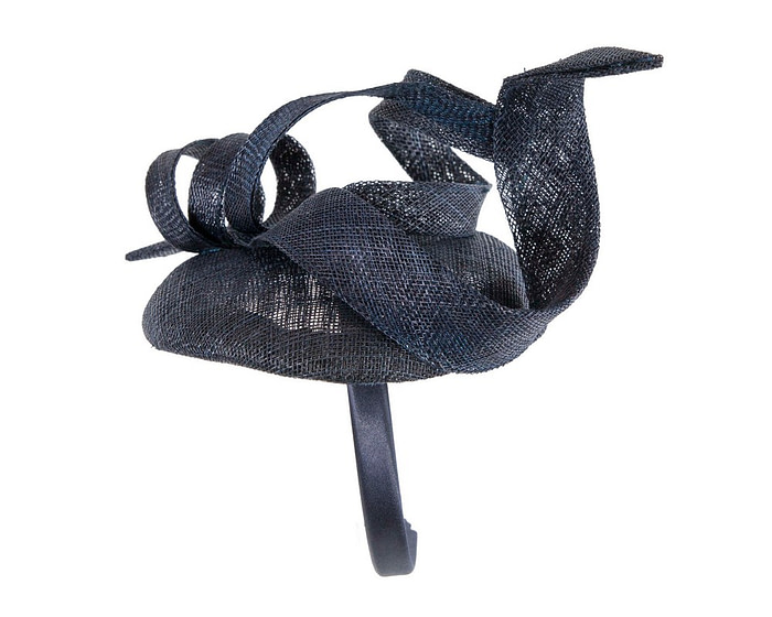 Sculptured navy sinamay fascinator by Max Alexander - Hats From OZ