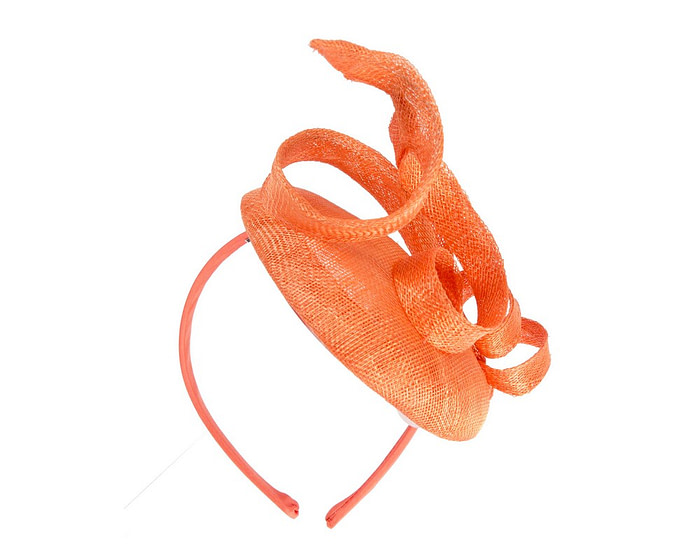 Sculptured orange sinamay fascinator by Max Alexander - Hats From OZ