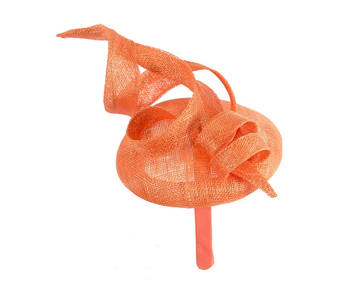 Sculptured orange sinamay fascinator by Max Alexander - Hats From OZ