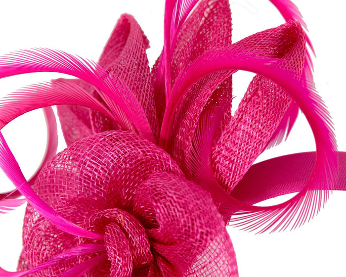 Fuchsia sinamay flower fascinator by Max Alexander - Hats From OZ